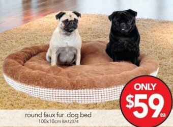 Cheap as Chips Round Faux Fur Dog Bed 100x10cm offer