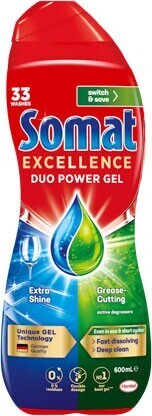 BIG W Somat Excellence Duo Power Fast Dissolving Dishwasher Liquid Gel Cleaner 600mL offer