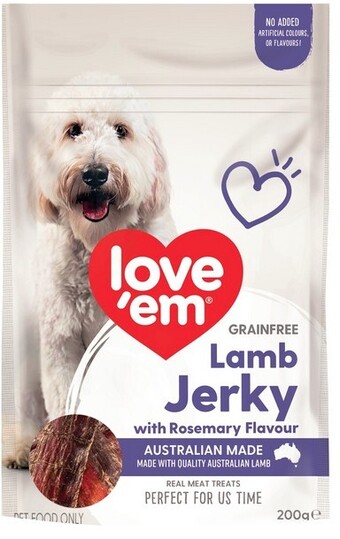 BIG W Love'em Lamb Jerky with Rosemary Dog Treats 200g offer