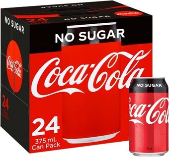 BIG W Coca Cola No Sugar Soft Drink Cans 375mL x 24 Pack offer