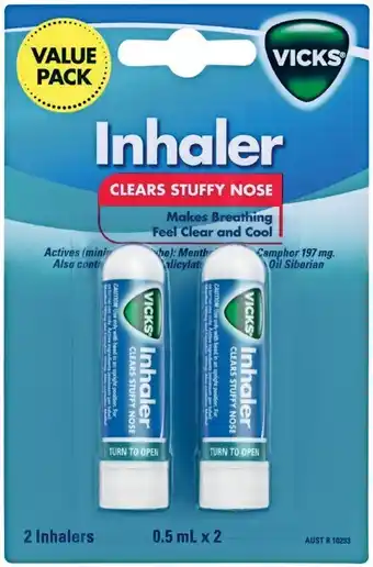 Vicks 2 Inhalers 0.5mL x 2