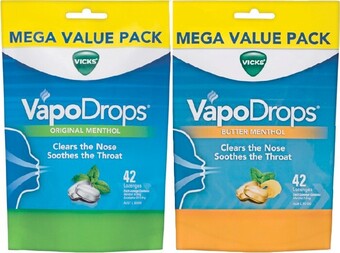 Vicks VapoDrops Original Menthol or Butter Menthol 42 Lozenges