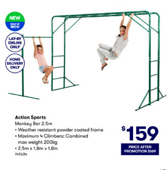 BIG W Action Sports Monkey Bar 2.5m offer
