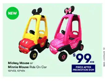 BIG W Mickey Mouse or Minnie Mouse Ride On Car offer