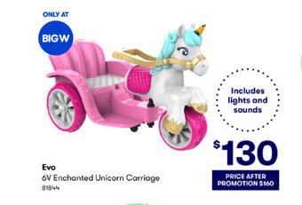 BIG W Evo 6V Enchanted Unicorn Carriage offer