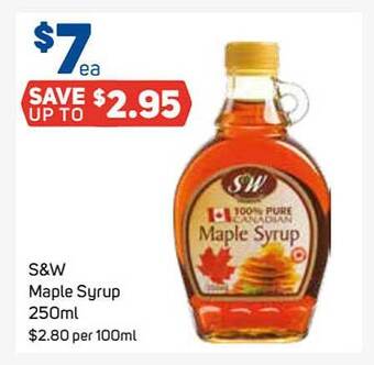 S&W Maple Syrup 250ml