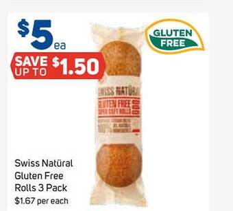 Foodland Swiss Natüral Gluten Free Rolls 3 Pack offer