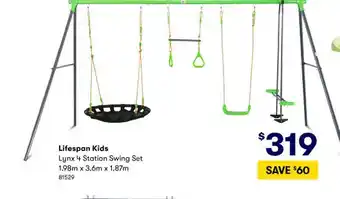 BIG W Lifespan Kids Lynx 4 Station Swing Set offer