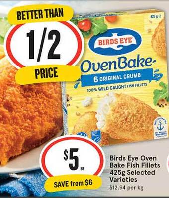 IGA Birds Eye Oven Bake Fish Fillets 425g offer