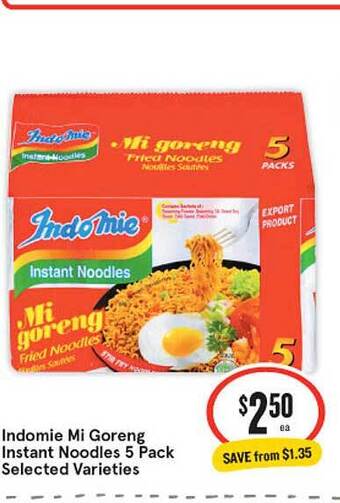 IGA Indomie Mi Goreng Instant Noodles 5 Pack offer