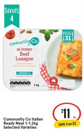IGA Community Co Italian Ready Meal offer