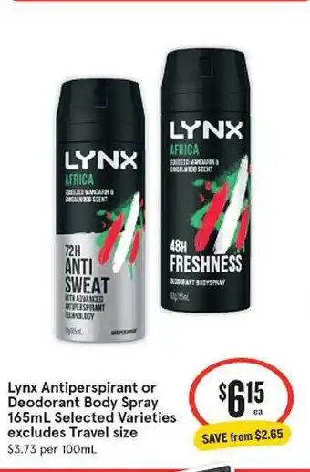 IGA Lynx Antiperspirant Ot Deodorant Body Spray offer