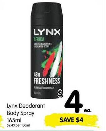 Spar Lynx Deodorant Body Spray 165ml offer