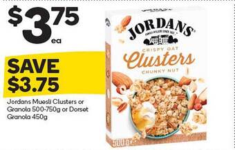 Woolworths Jordans Muesli Clusters Or Granola 500-750g Or Dorset Granola 450g offer