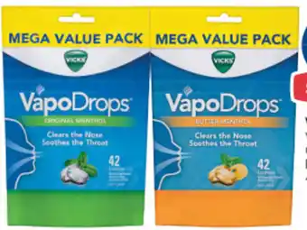Vicks VapoDrops Original Menthol or Butter Menthol 42 Lozenges