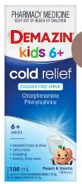 Demazin KIds 6+ Cold Relief Colour Free Syrup 100ml