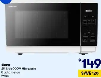 BIG W Sharp 25-Litre 900W microwave 8 Auto Menus 199530 offer