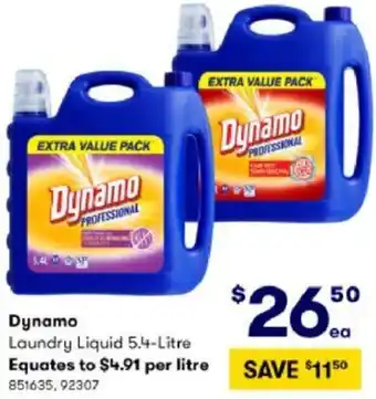 BIG W Dynamo Laundry Liquid 5.4L 815635, 92307 offer