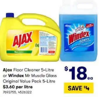 BIG W Ajax Floor Cleaner 5L or Windex Mr Muscle Glass Original Value Pack 5L 7693755, 4526322 offer