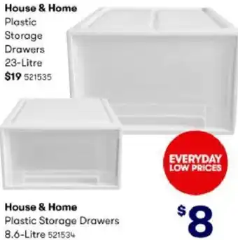 House & Home Plastic Storage Drawers 23L 521535/House & Home Plastic Storage Drawers 8.6L 521534