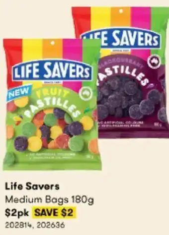 BIG W Life Savers Medium Bags 180g 202814, 202636 offer