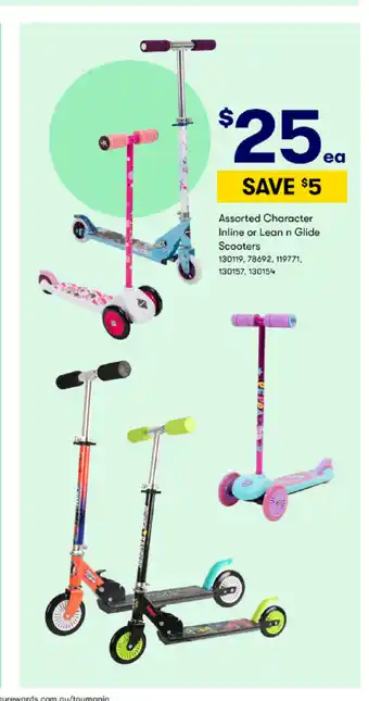 BIG W Assorted Character Inline or Lean n Glide Scooters offer