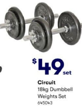 BIG W Circuit 18kg Dumbbell Weights Set 645043 offer