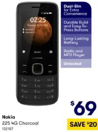 BIG W Nokia 225 4G Charcoal 132197 offer