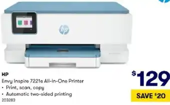 BIG W HP Envy Inspire 7221e All-In-One Printer 203283 offer