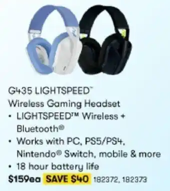 BIG W G435 Lightspeed Wireless Gaming Headset 182372, 182373 offer