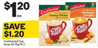 Woolworths Continental Cup Soup 40-75g Pk 2 offer