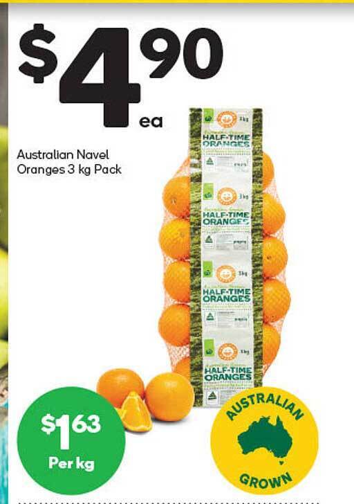 Australian Navel Oranges 3 Kg Pack offer at Woolworths