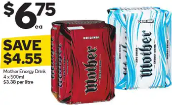 Woolworths Mother Energy Drink 4 x 500 ml offer