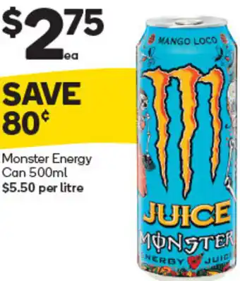 Woolworths Monster Energy Can 500ml offer