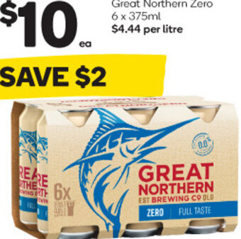 Woolworths Great Northern Zero 6 x 375 ml offer