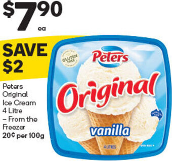 Woolworths Peters Original Ice Cream 4 Litre offer