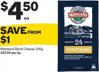 Woolworths Mainland Block Cheese 200g offer