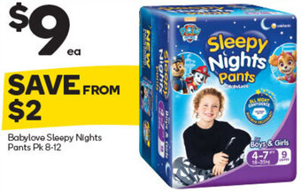 Woolworths Babylove Sleepy Nights Pants Pk 8-12 offer