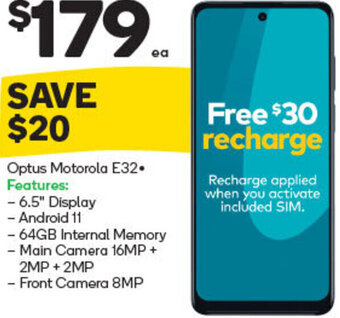 Woolworths Optus Motorola E32 offer