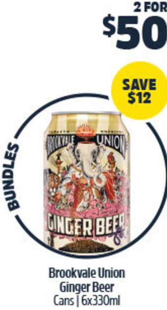 Woolworths Brookvale Union Ginger Beer Cans 6x330ml offer