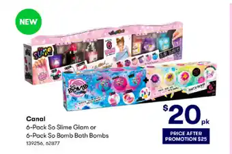 BIG W Canal 6-Pack So Slime Glam or 6-Pack So Bomb Bath Bombs offer