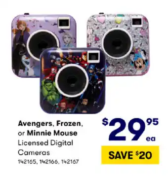 BIG W Avengers, Frozen, or Minnie Mouse Licensed Digital Cameras offer