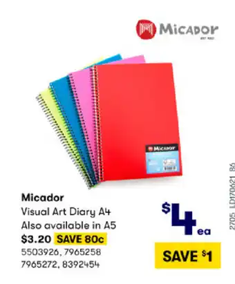 BIG W Micador Visual Art Diary A4 / Also Available in A5 offer