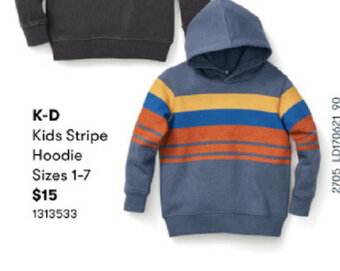 BIG W K-D Kids Stripe Hoodie Sizes 1-7 offer