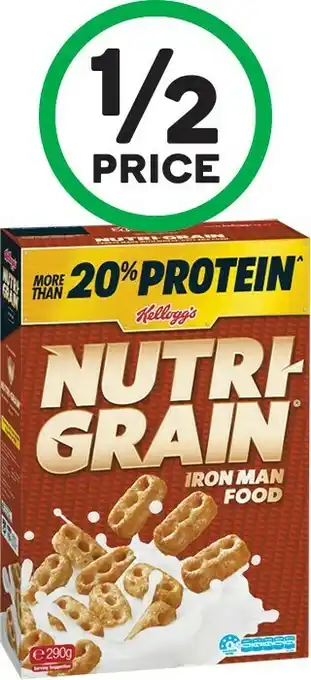 Woolworths Kelloggu2019s Nutri-Grain 290g or Crunchy Nut Cornflakes 380g offer