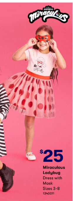 BIG W Miraculous Ladybug Dress with mask Sizes 3-8 offer