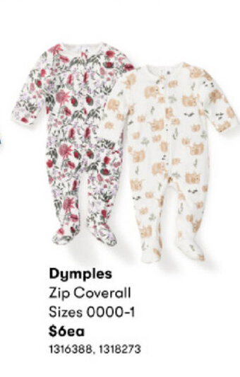 BIG W Dymples Zip Coverall Sizes 0000-1 offer