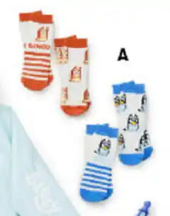 BIG W Bluey or Bingo 2-Pack Kids Socks Sizes 2-5,5-8,9-12 offer