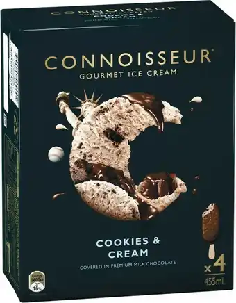 Woolworths Connoisseur Ice Cream Sticks 360-455ml Pk 4/6 u2013 From the Freezer offer