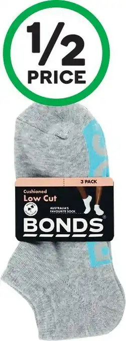 Woolworths Bonds Menu2019s or Womenu2019s Cushioned Low Cut Socks Pk 3 offer